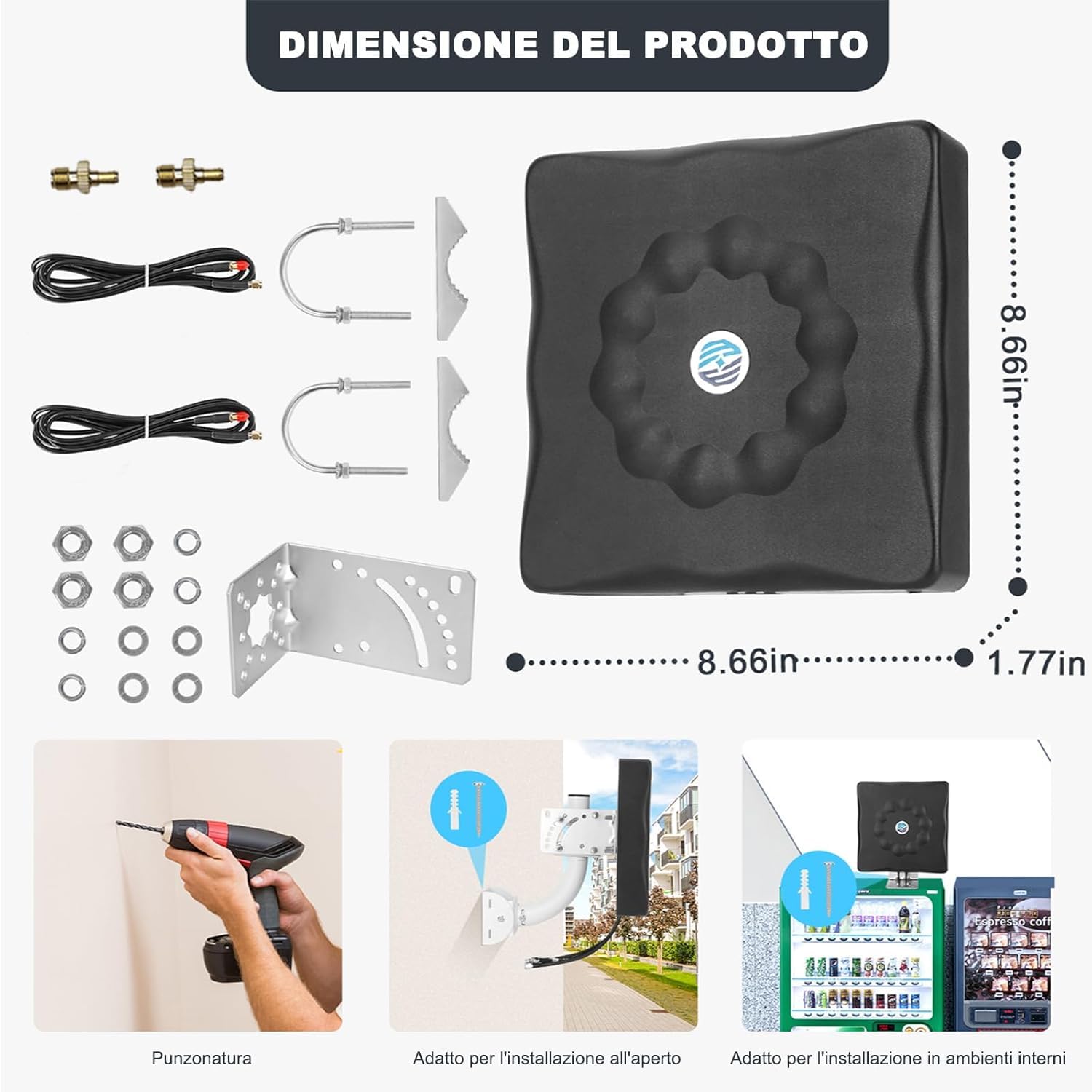 Maswell Antenna Esterna 4G/5G 2X2 MIMO, Fino a 7.5 dBi 600-8000MHz Polarizzazione Incrociata 5GA/5G NR, Pronta per WiFi 6E/7, Ottimizzata per Segnale Router Esterno