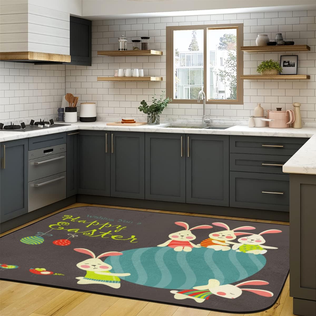 4 x 6 Happy Easter Egg Bunny Super Soft Area Rug for Kids Baby Nursery, Rugs for Living Room, Fuzzy Rugs for Nursery