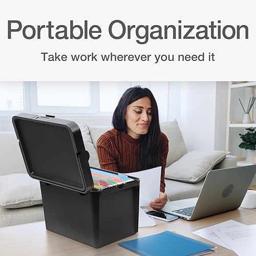 Miniatura 4 de Pendaflex Caja de archivos portátil, tamaño carta, 14.25 x 9.25 x 11 pulgadas, color negro