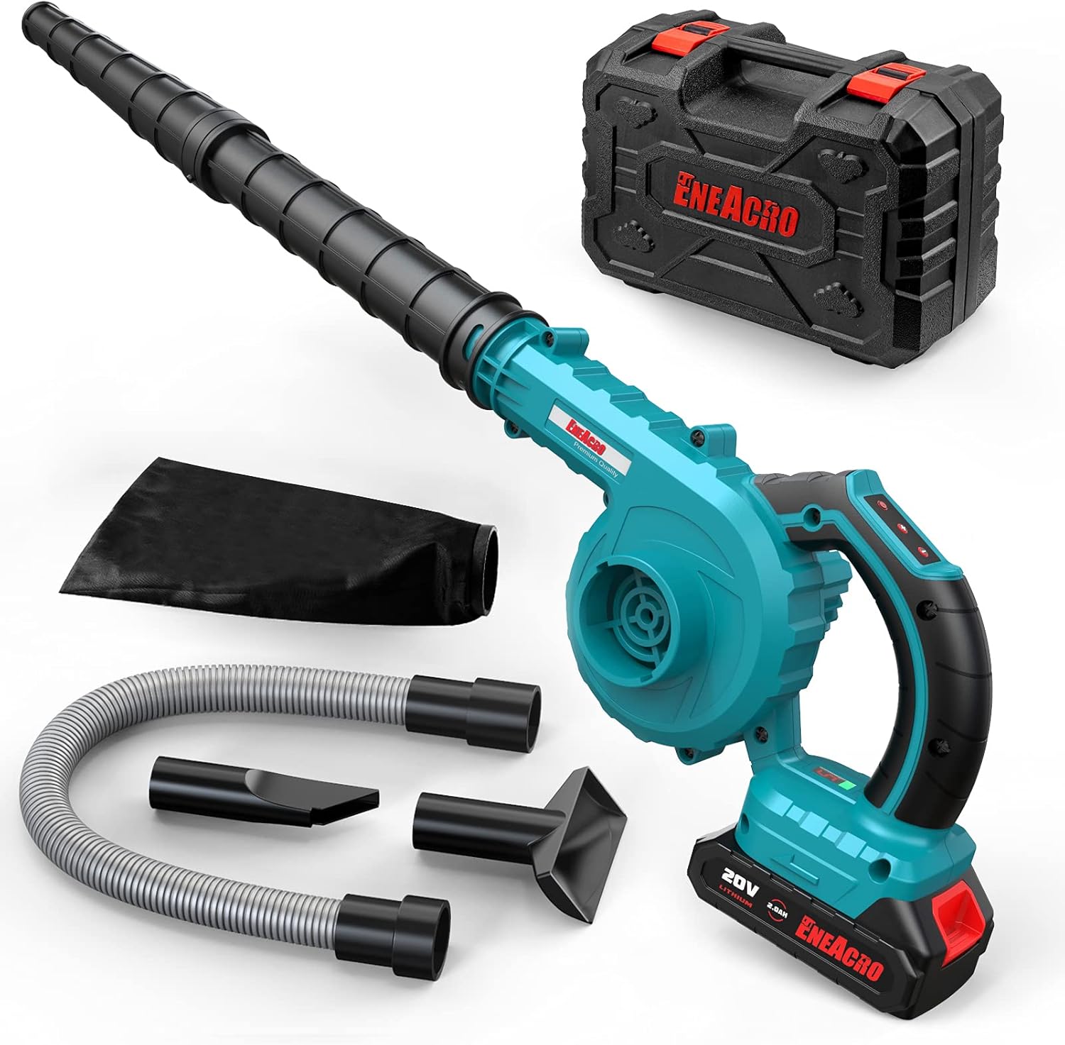 Cordless Leaf Blower, ENEACRO 20V 2AH 30000RPM Lithium Battery-Powered 2 in 1 for Sweeper & Vacuum Leaf/Dust, 5 Variable Speed Lightweight with Battery, Fast Charger & Carry Case : Patio, Lawn & Garden