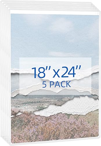 Paquete de 5 protectores de póster de 18 x 24 pulgadas, protectores rígidos transparentes de impresión resistentes para cargadores superiores,