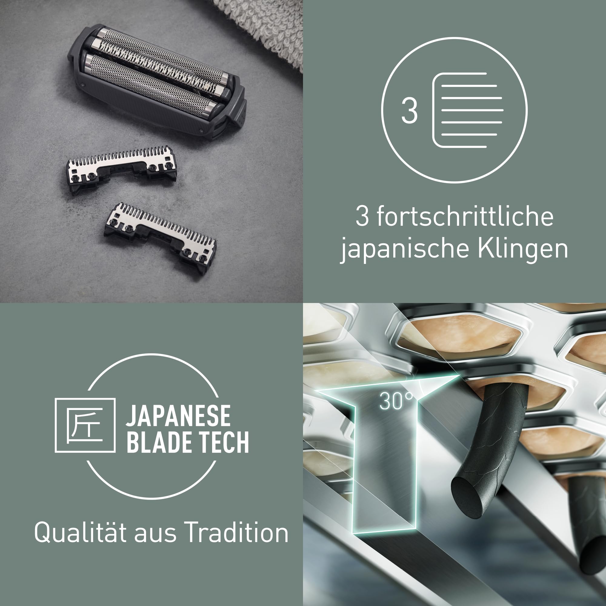 Panasonic WES9012Y1361 Ersatzklingen und Scherfolie für Elektrorasierer ES-RT81, ES-RT51, ES-RT31 & ES-RL21, Kombipack, 3-Klingen-System, fortschrittlicher japanischer Edelstahl, wasserdicht