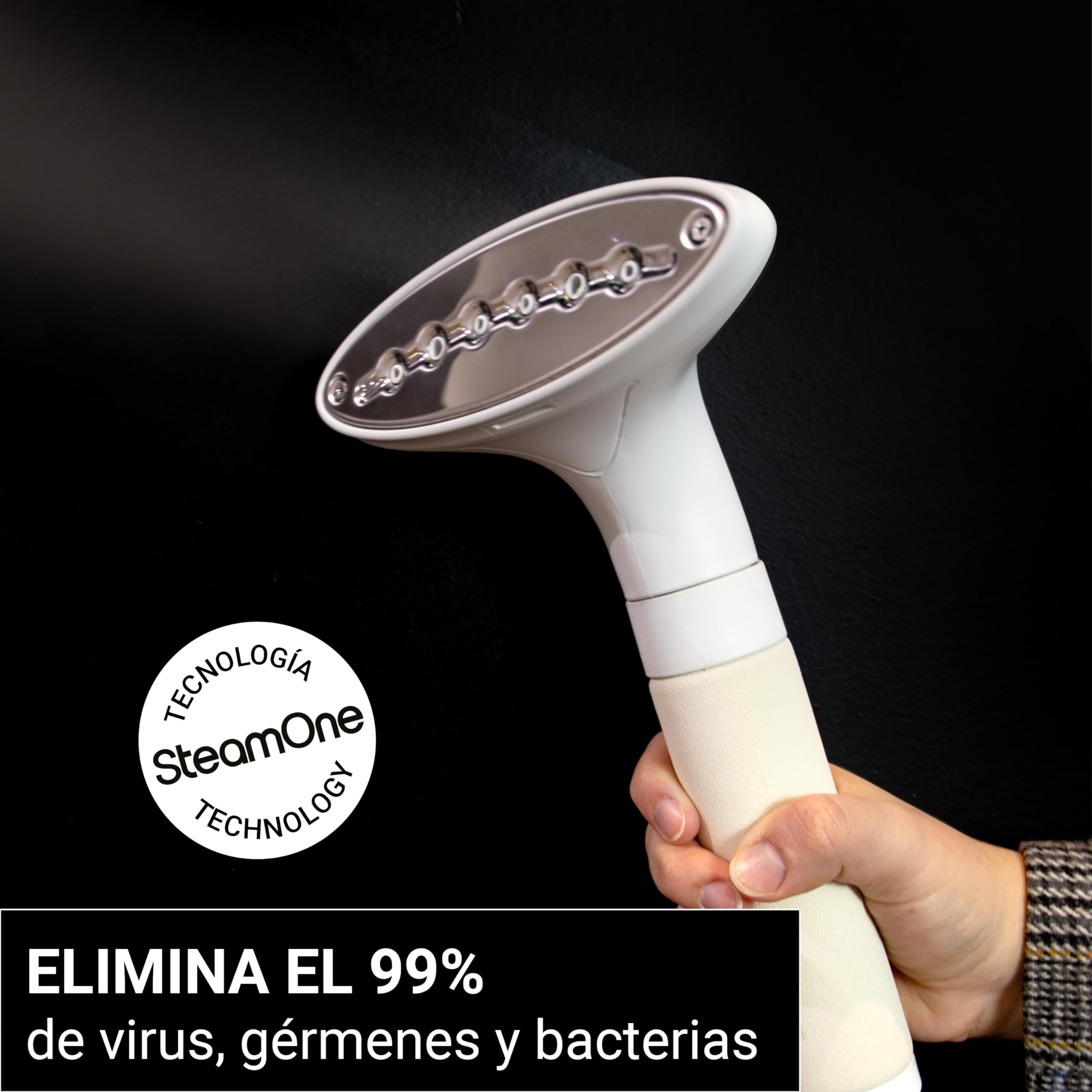 SteamOne Vaporizador Vertical Steamer Blanco 1900W - Depósito 1,2L | Vaporizador Vertical, 1900W, Depósito 1,2L, Cable 2,2m, 2 Niveles de Potencia, Reposacabezas Integrado, EUH2020W
