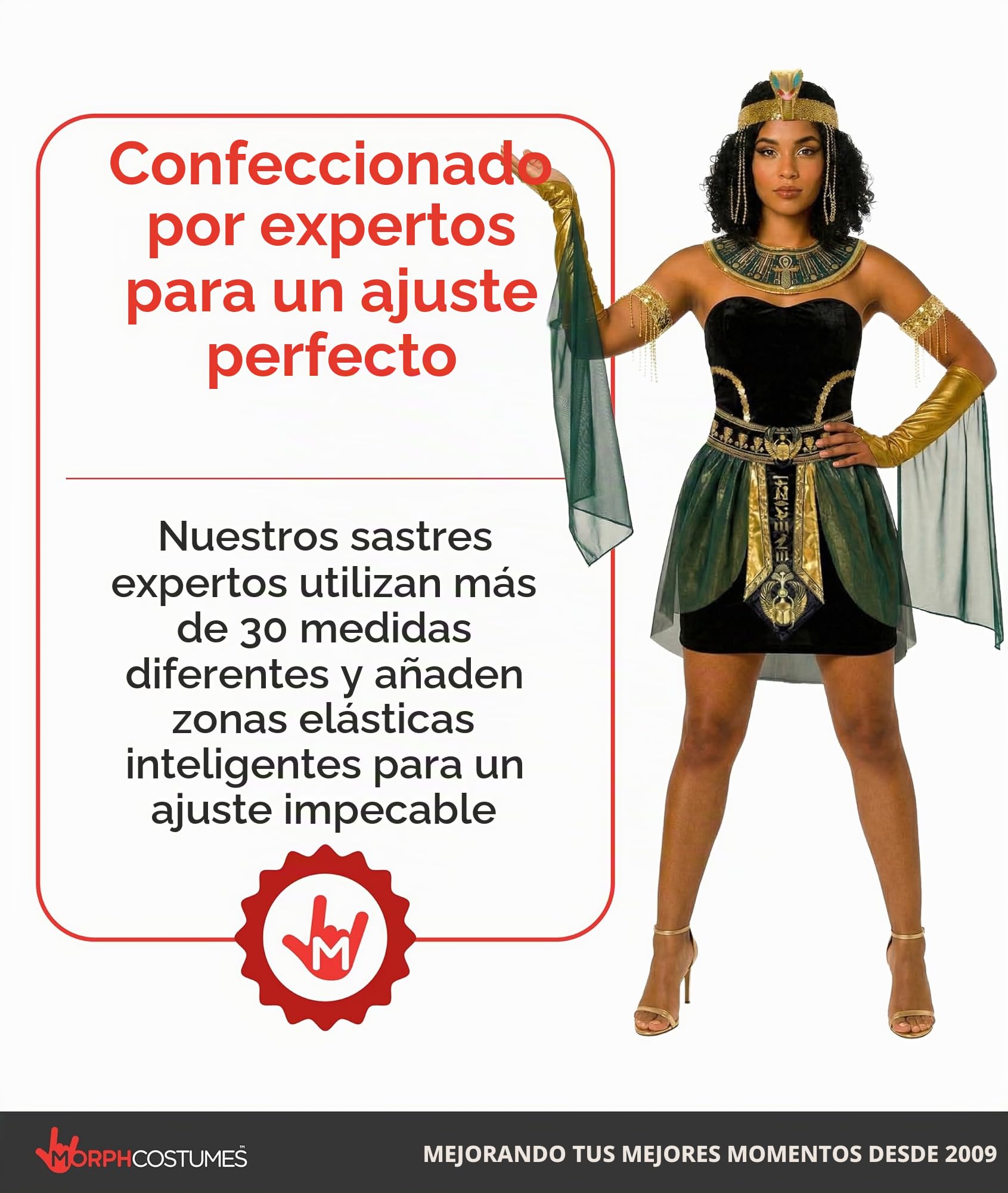 Morph Disfraz Reina Cleopatra Mujer, Traje Egipcio para Halloween, Vestido y Accesorios