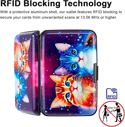 Miniatura 3 de Porta tarjetas de crédito pequeño con bloqueo RFID, cartera metálica delgada, mini, de aluminio, funda dura para mujeres y hombres