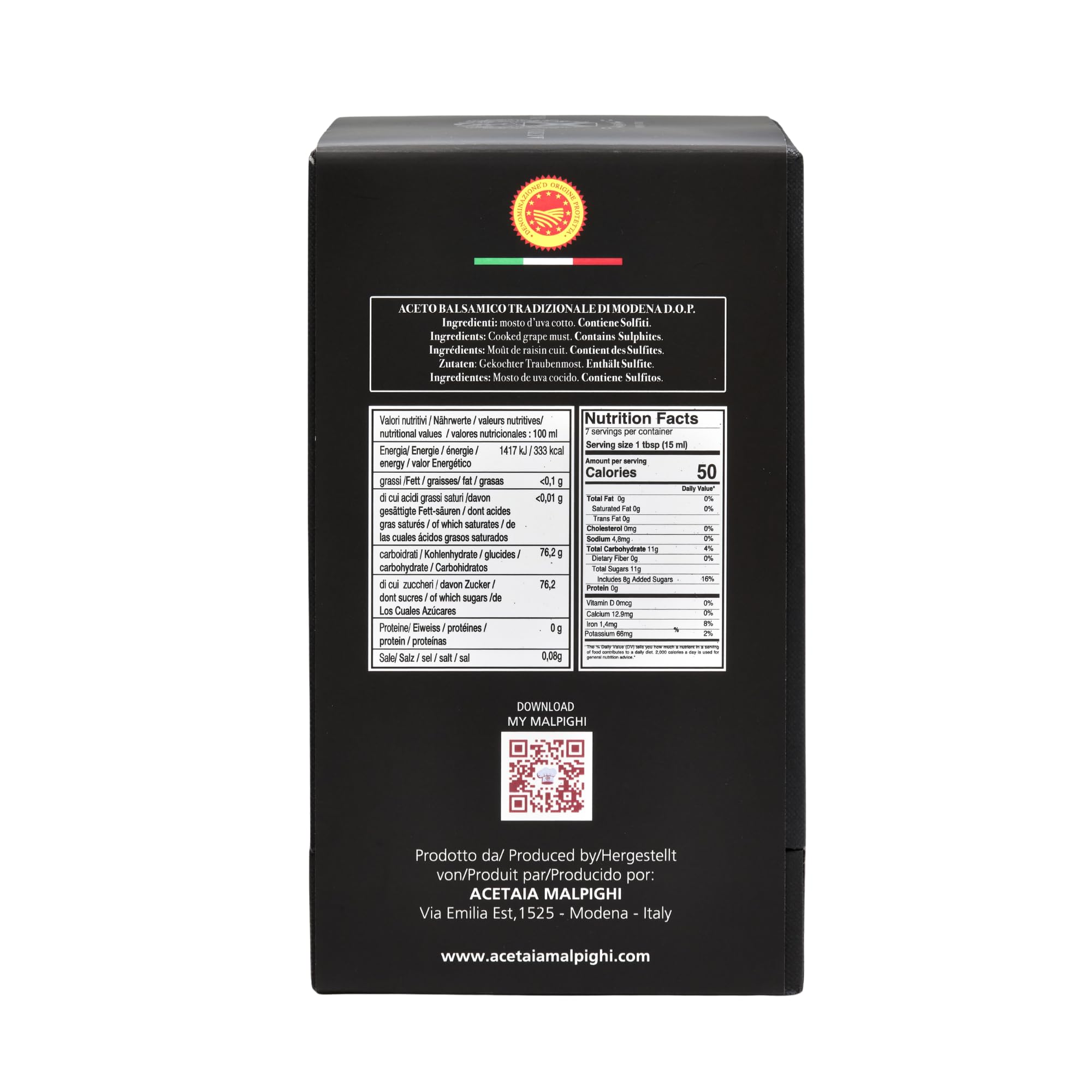 Acetaia Malpighi – Vinagre Balsámico Tradicional de Módena DOP Extravecchio Ermes Malpighi – 100 ml – Solo Mosto Cocido – Selección de Alta Gastronomía