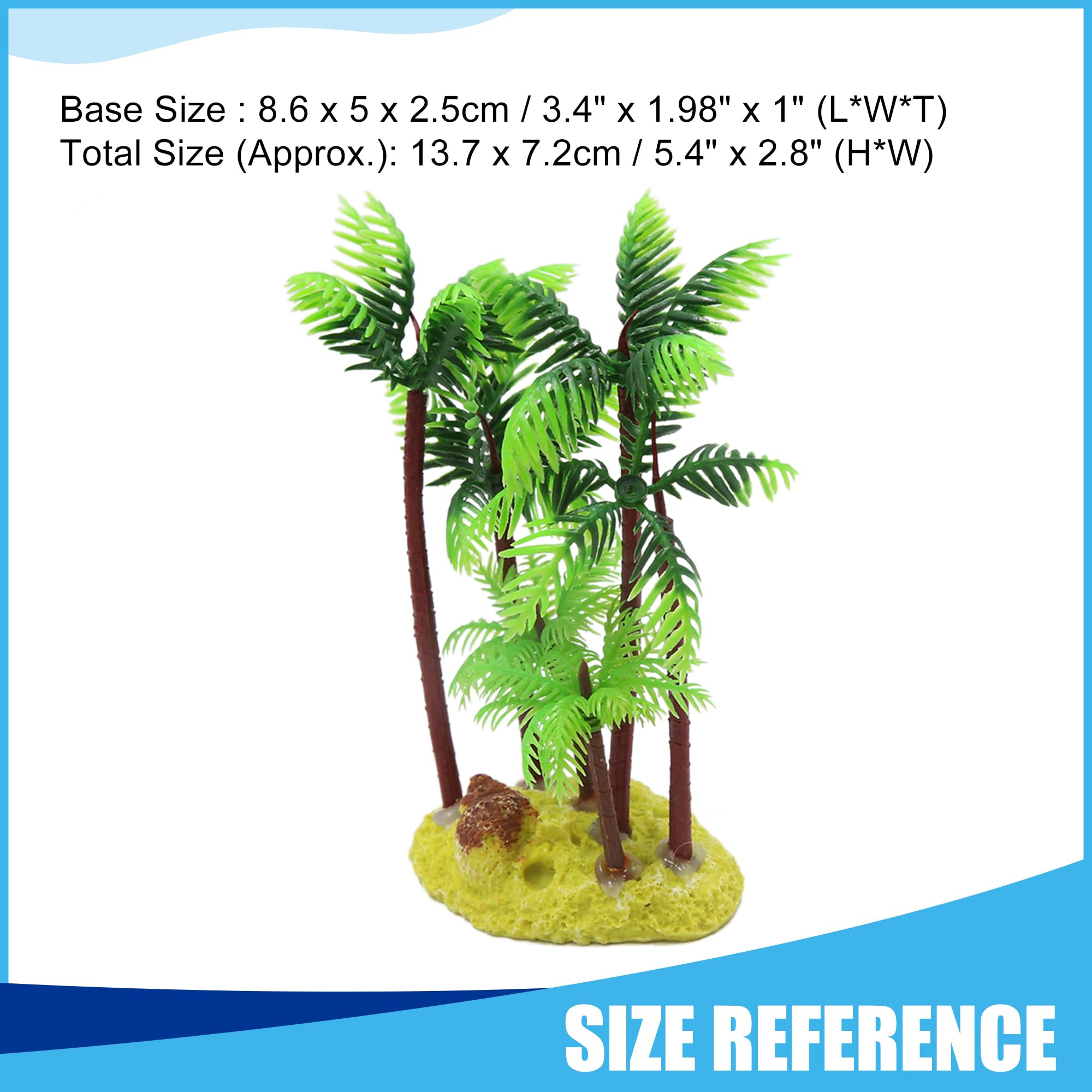 CAPASTEC Aquarium Decoration, Plastic Palm Tree Plant for Aquarium Fish Tank,5.4Inch(Green Brown), 5.4" x 2.8" - Image 3