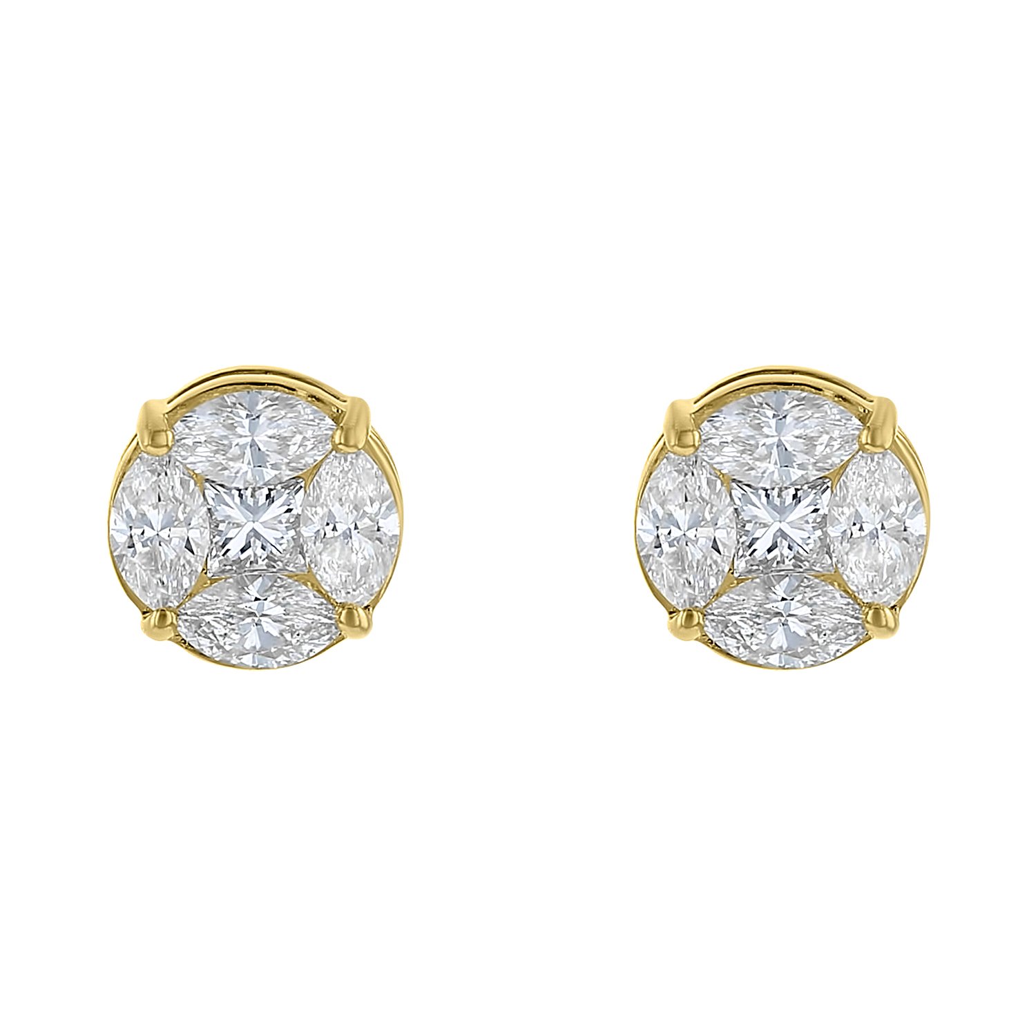 IGI Certified 1 1/2 Carat Cttw 14k Yellow Gold Earrings (1.50 cttw, SI2-SI1 Clarity, G-H Color)