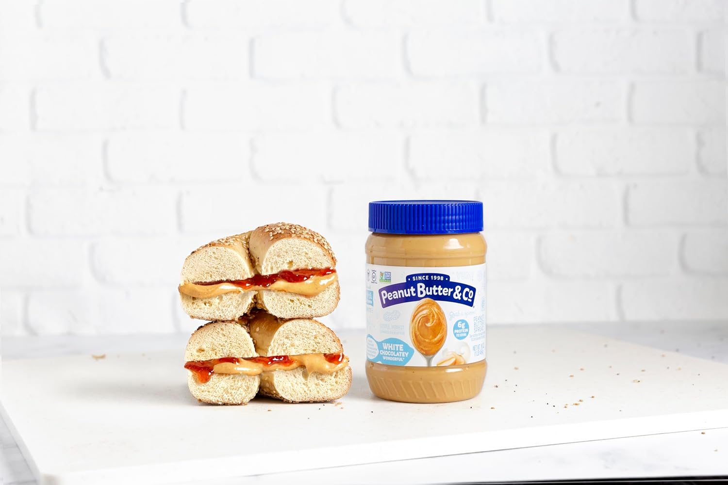 Peanut Butter & Co. White Chocolatey Wonderful Peanut Butter, 6g Protein, Non-GMO Project Verified, Gluten Free, Vegan, 16 Ounce (Pack of 6)