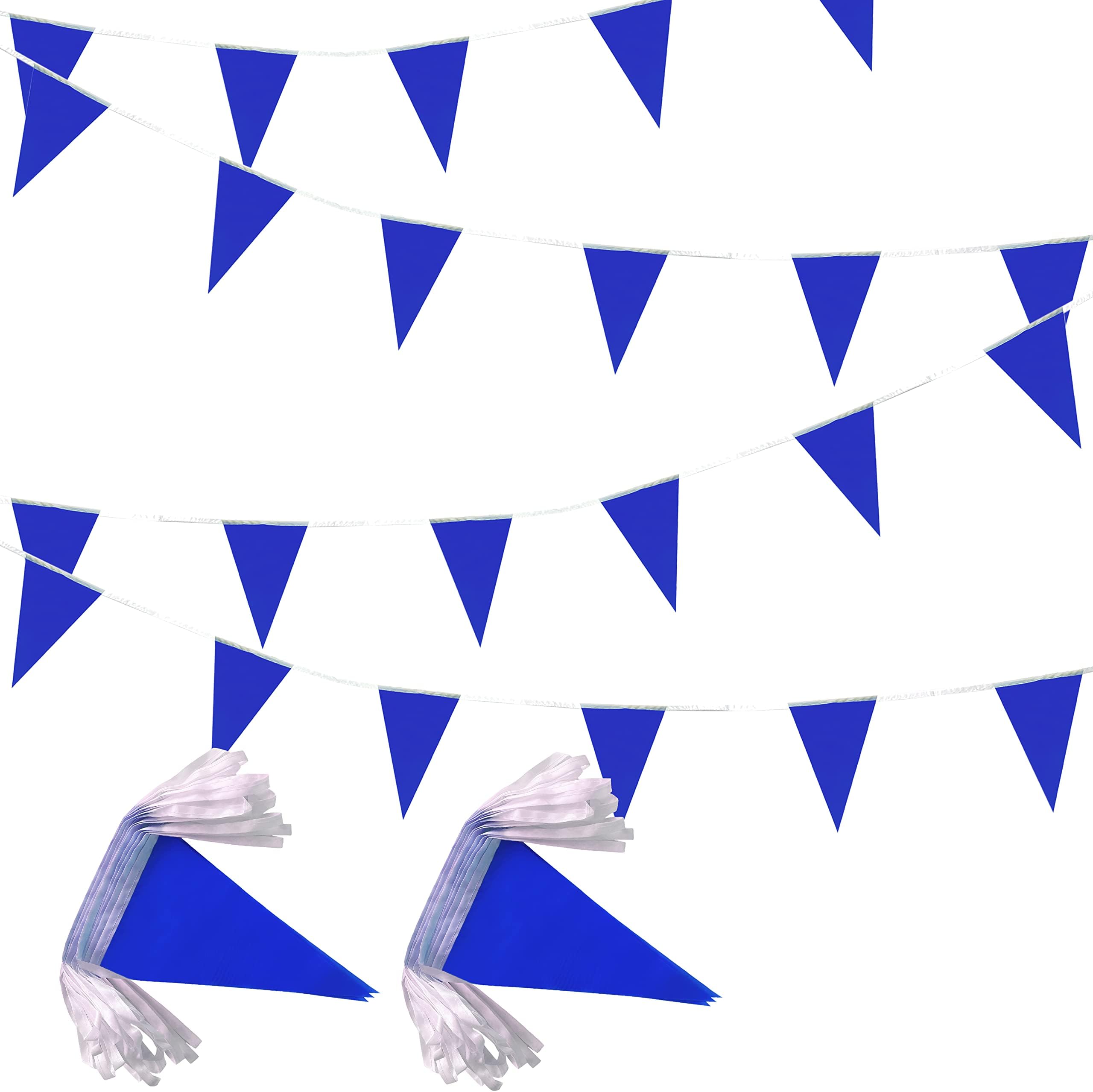 - 100 Feet Blue Pennant Banners Flags String Hanging Triangle Bunting Flags,Party Decorations for Grand Opening,Kids Birthday,Carnival,60 PCS