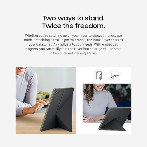 Miniatura 4 de SAMSUNG Funda protectora para Galaxy Tab A9+ para tablet, soporte plegable con modos horizontal y vertical, protección contra golpes y arañazos,