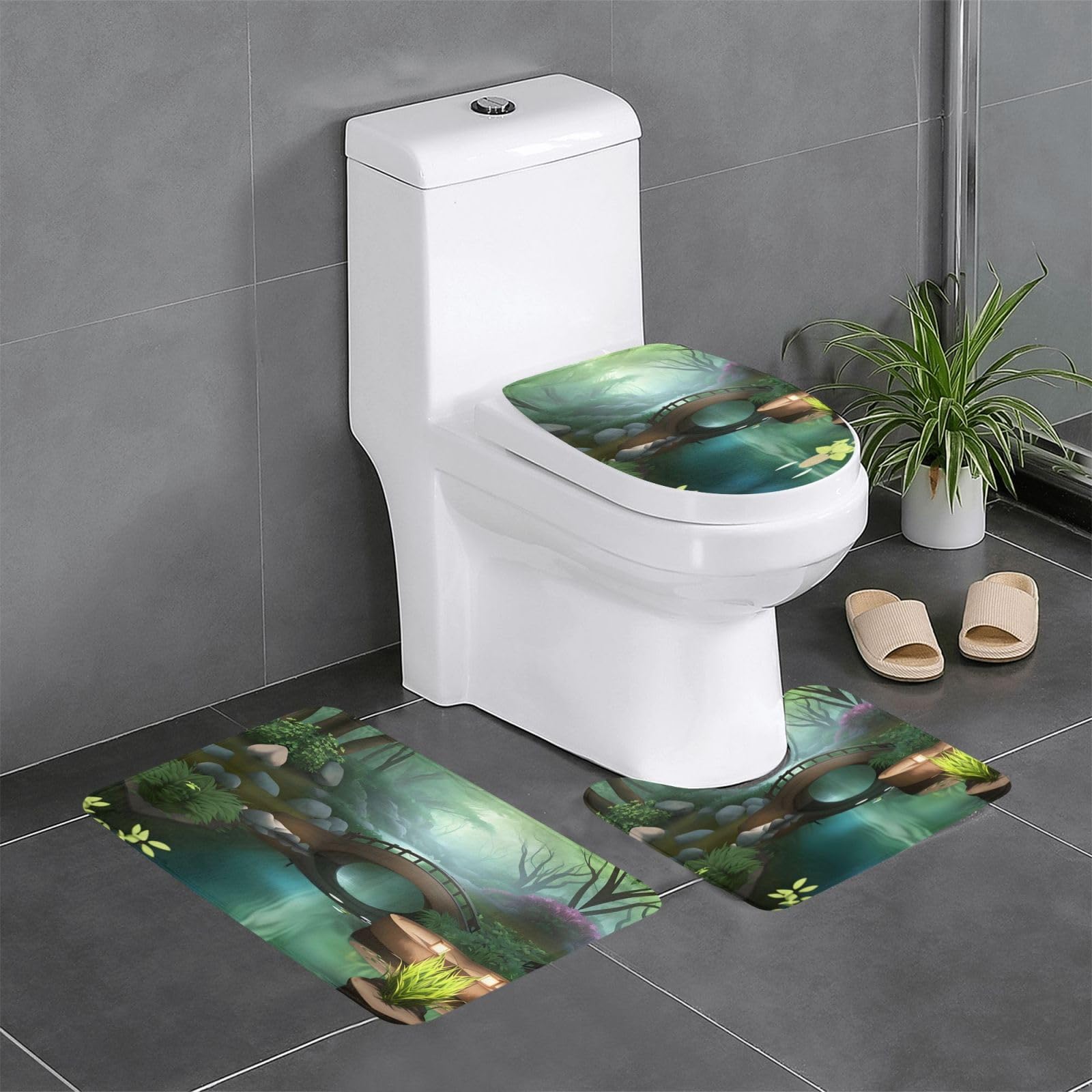 Tapis de salle de bain antidérapants Little Bridge in the East pour éviter les glissades au lavabo