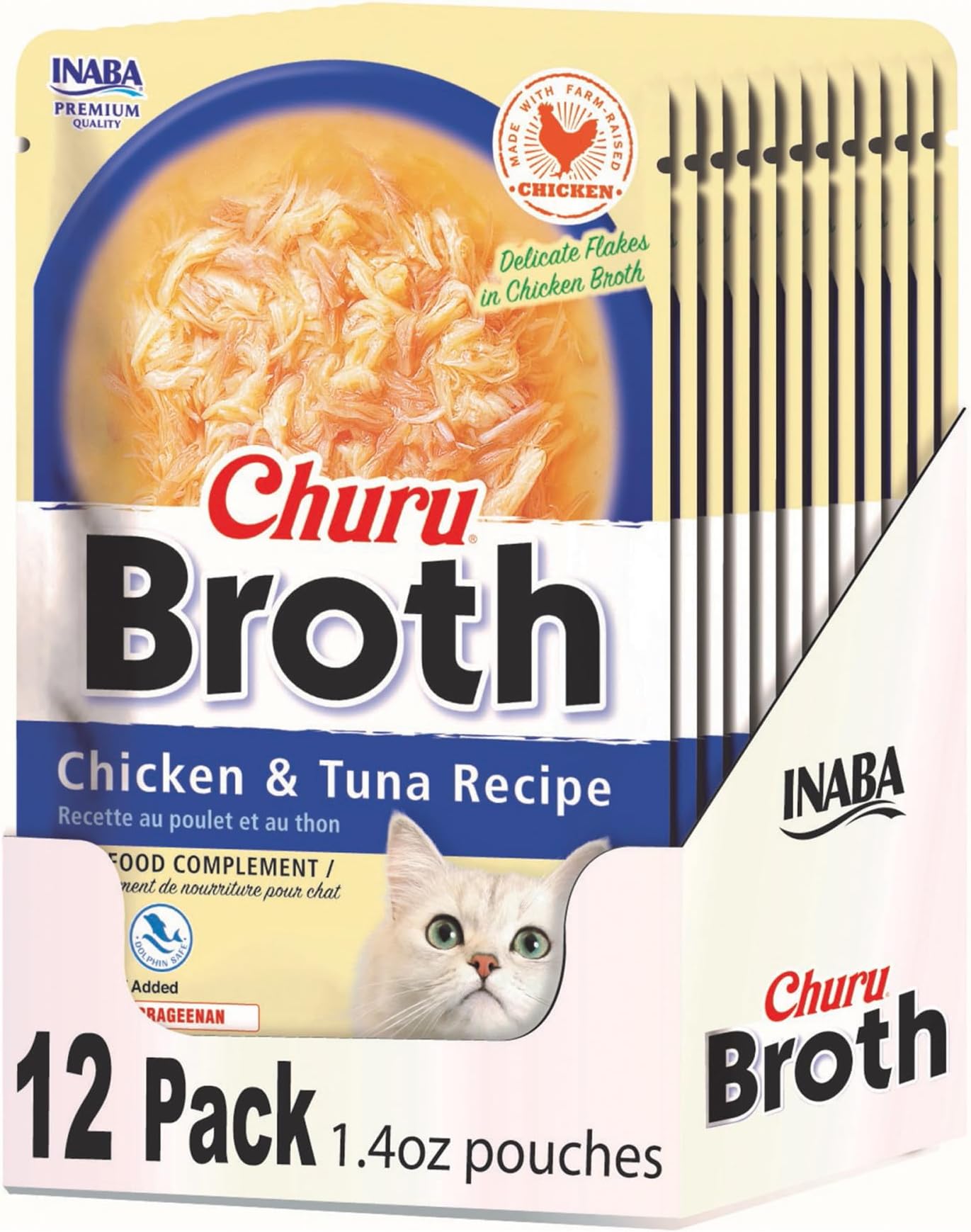 Churu Broth for Cats, Side Dish Pouch, 1.4 Ounces per Pouch, 12 Pouches, Chicken & Tuna Recipe