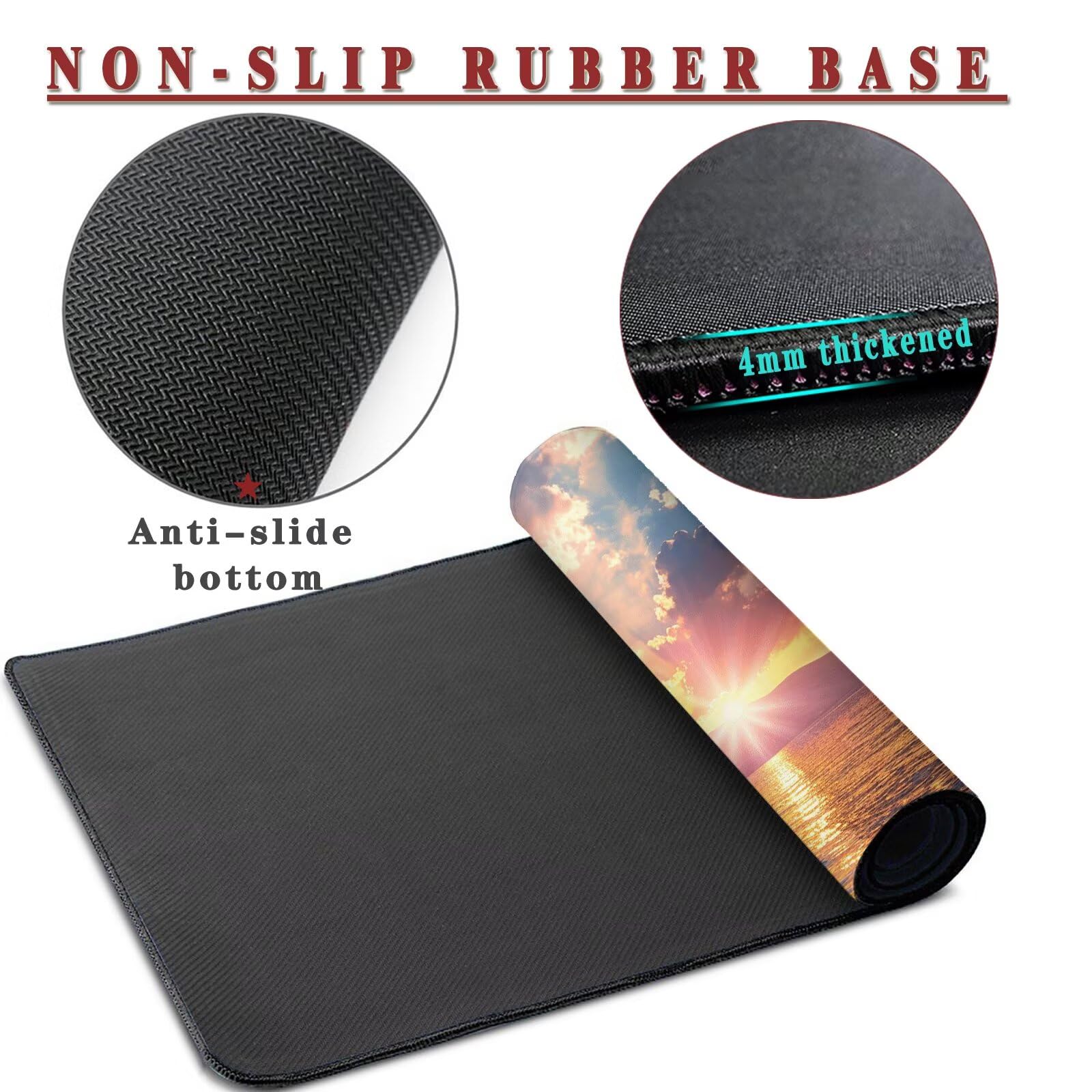 Tappetino per Mouse da Gaming, Tappetino Mouse Pad XXL Grande, Mousepad con Impermeabile e Antiscivolo, Lavabile Sottomano Copri Scrivania Ufficio, Tappetini Tappeto Mouse Mat 900x500x4mm Sunset (3)