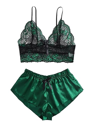 Silky Green Bralette and Shorts