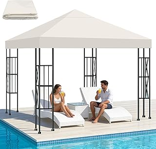 Ersatzdach für Pavillon 3x3m – Wasserdicht & UV-Schutz (95%) – 300D Polyester mit PA-Beschichtung – schnell montierbar für Garten, Camping, Terrasse und Outdoor-Events, Beige
