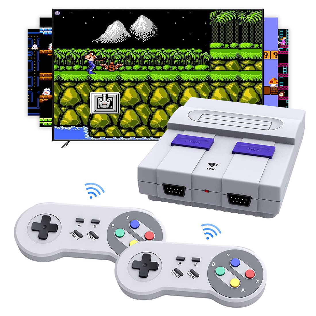 Wireless Mini Retro Game Console, HDMI HD Built-in 1080p Classic Retro Games with 2 SNES Classic Wir