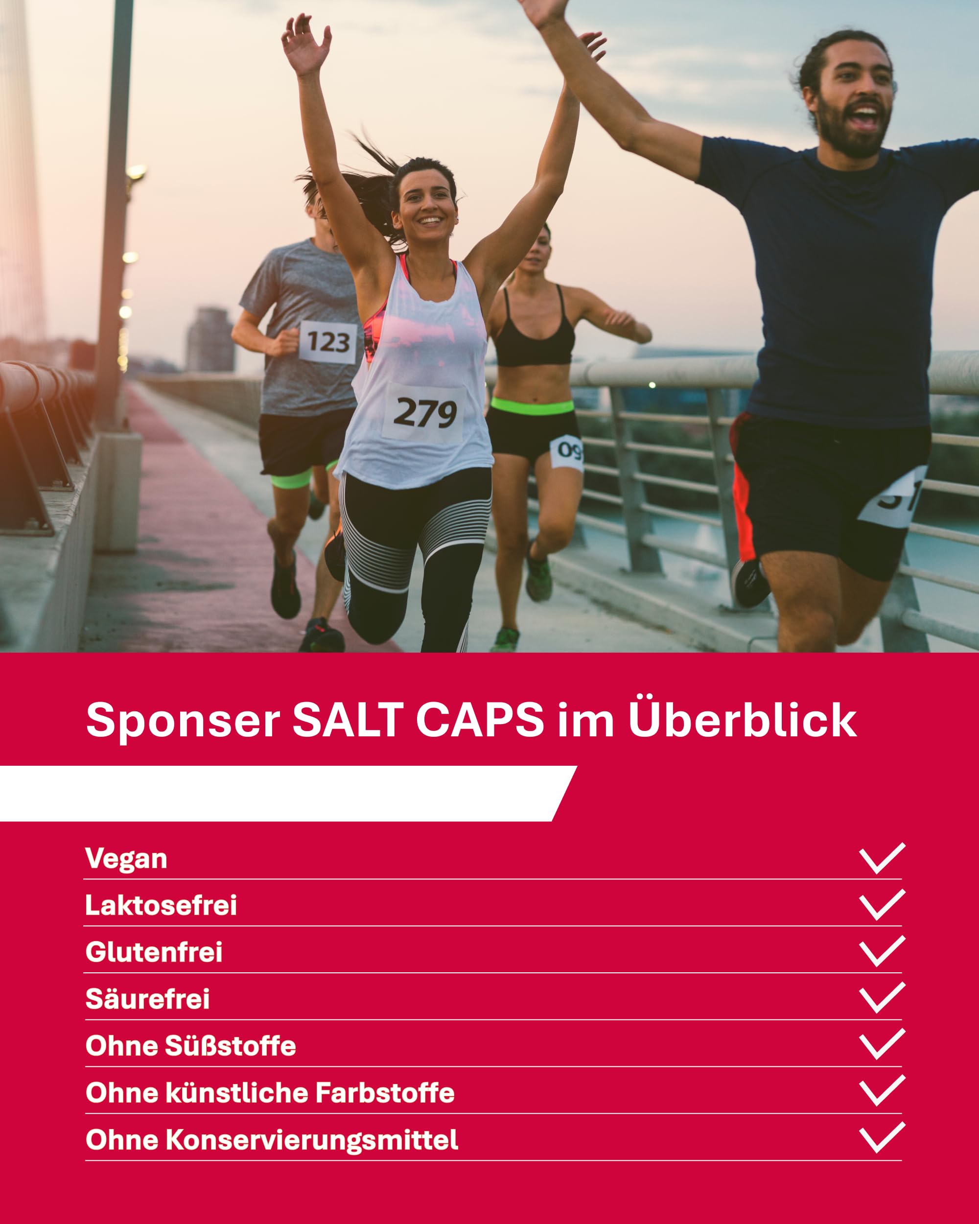 SPONSER Salt Caps - 120 Salz Kapseln - Vegane Elektrolyt-Kapseln Sport - Elektrolytmischung für Ausdauer & Hitze - Gluten- & Laktosefrei - Ohne Zucker für Lange Belastungen & Low Carb Training