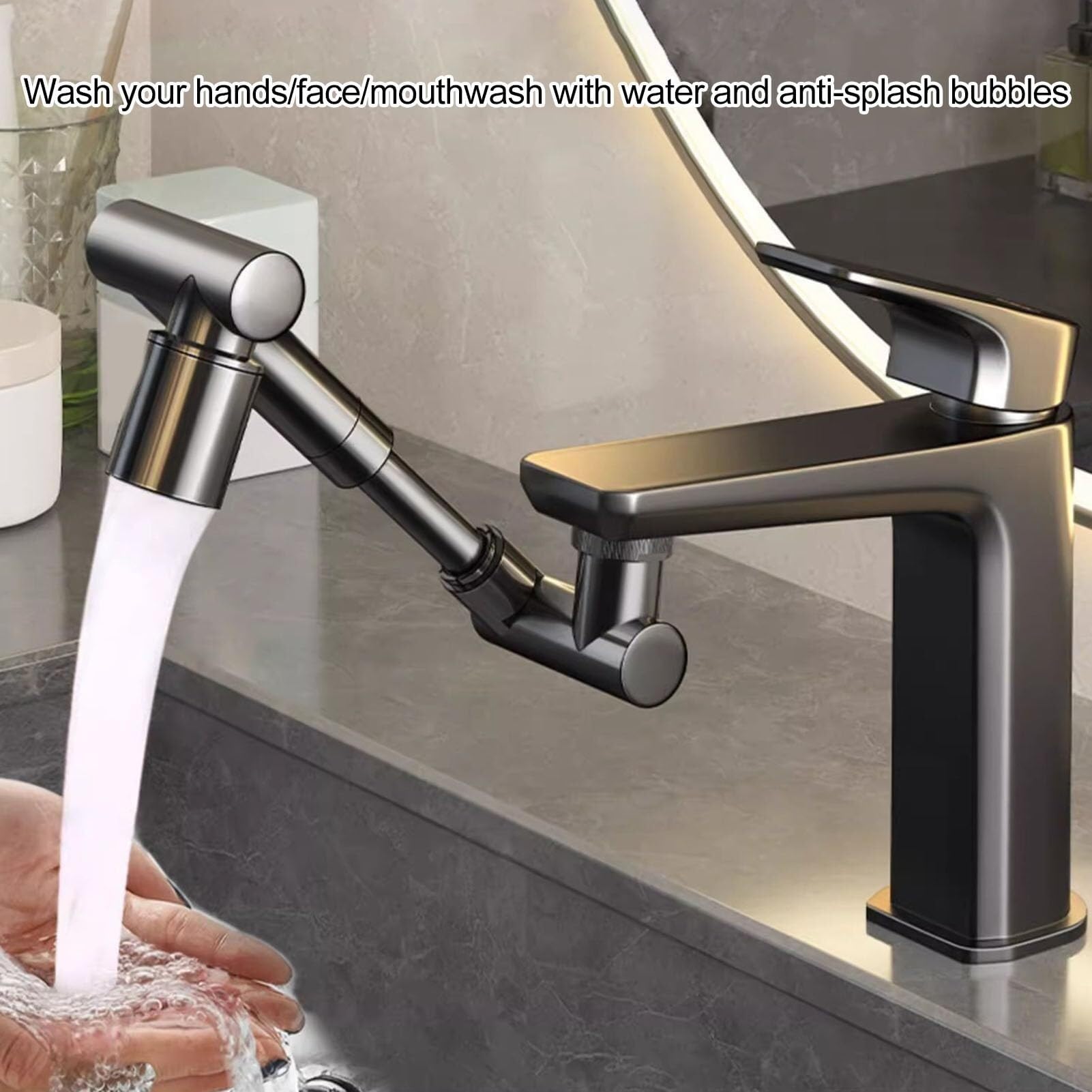 Prolunga Girevole a 360 Gradi per Rubinetto con ugello a spruzzo Regolabile – Facile Installazione per lavelli di Cucina e Bagno (Argento B)