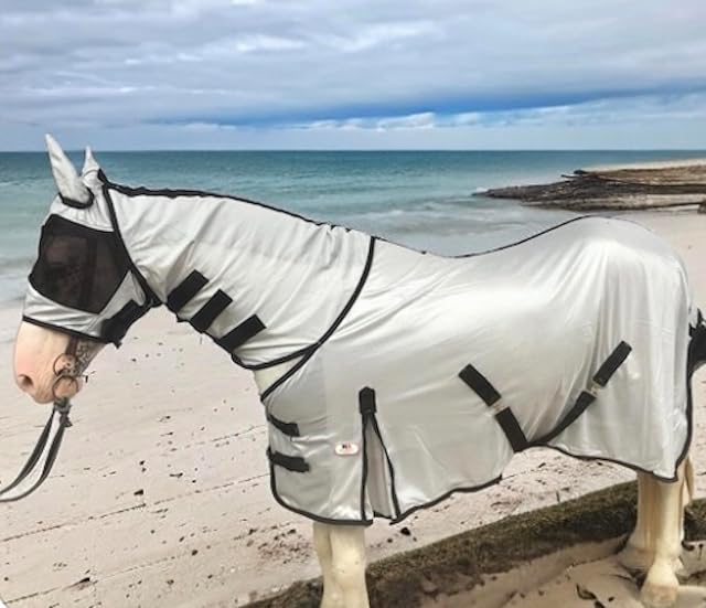 Foto 6 de 8 de Majestic Ally Sábana para moscas de caballo con cubierta para el cuello y máscara para la cabeza