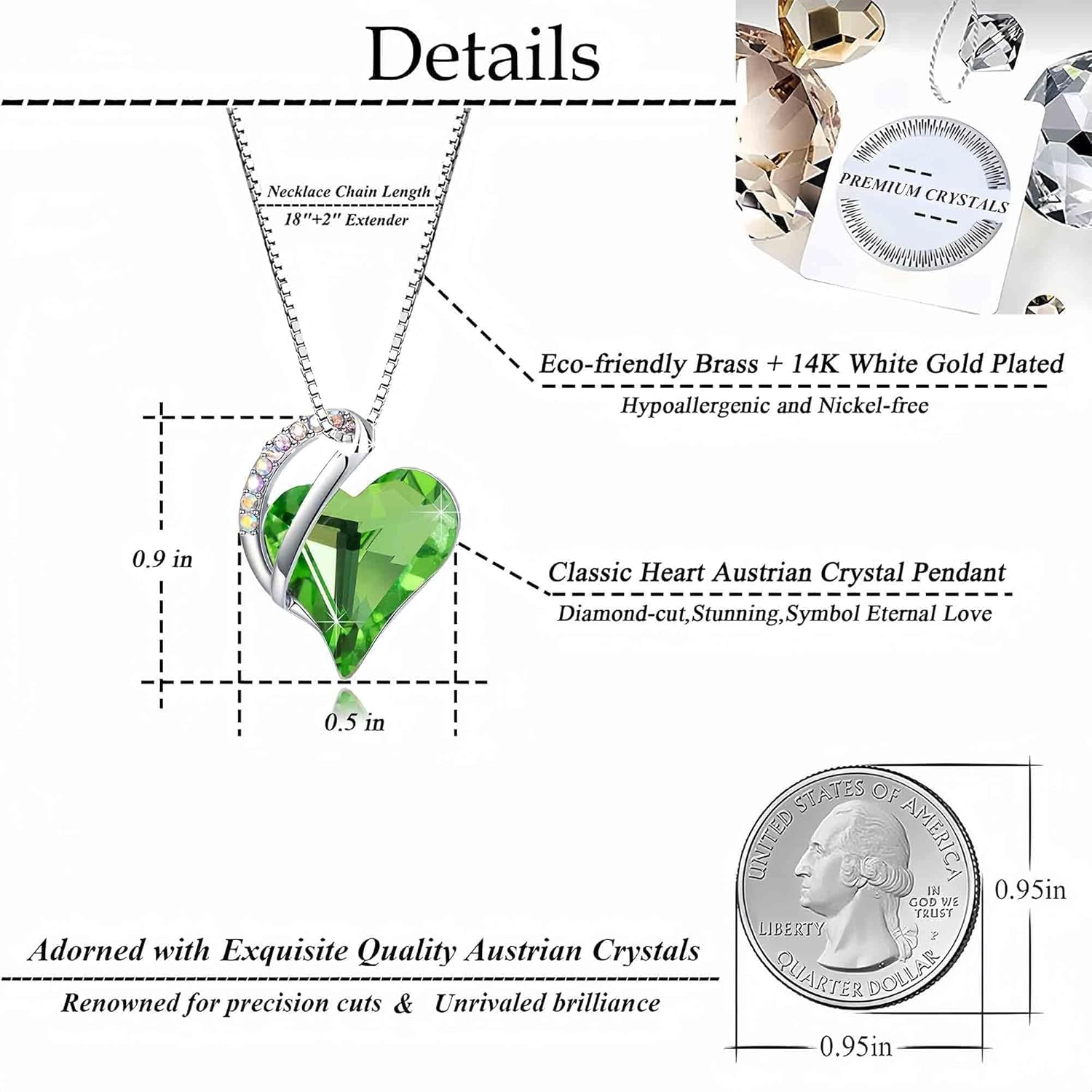 Austrian Crystal Heart Pendant Necklaces for Women Fashion 14K Gold Plated Dainty Necklace Hypoallergenic Jewelry - Image 4