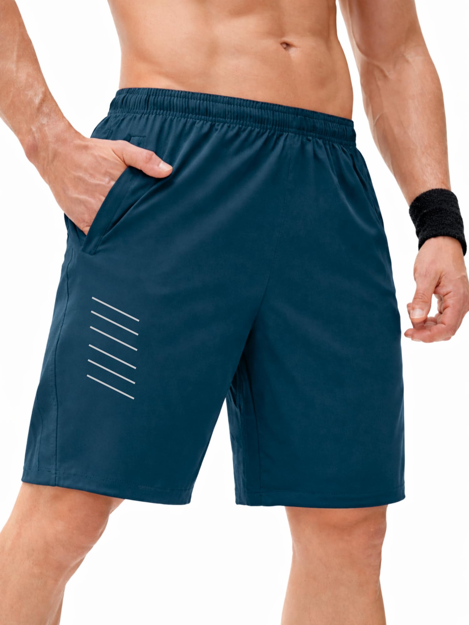 Men’s Quick Dry Sports Shorts with Pockets | Lightweight Running & Gym Shorts | Elastic Waist with Drawstring | Active Training Wear-Sideline 6-image-22