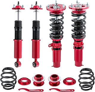 Coilovers for BMW E46 316i 318d 320i, 323i 325i 328i 330i 1998-2006, Height Adjustable Coilovers Suspension Kit, Preset Damping Shock Absorber Struts, Lowering Kit, Red