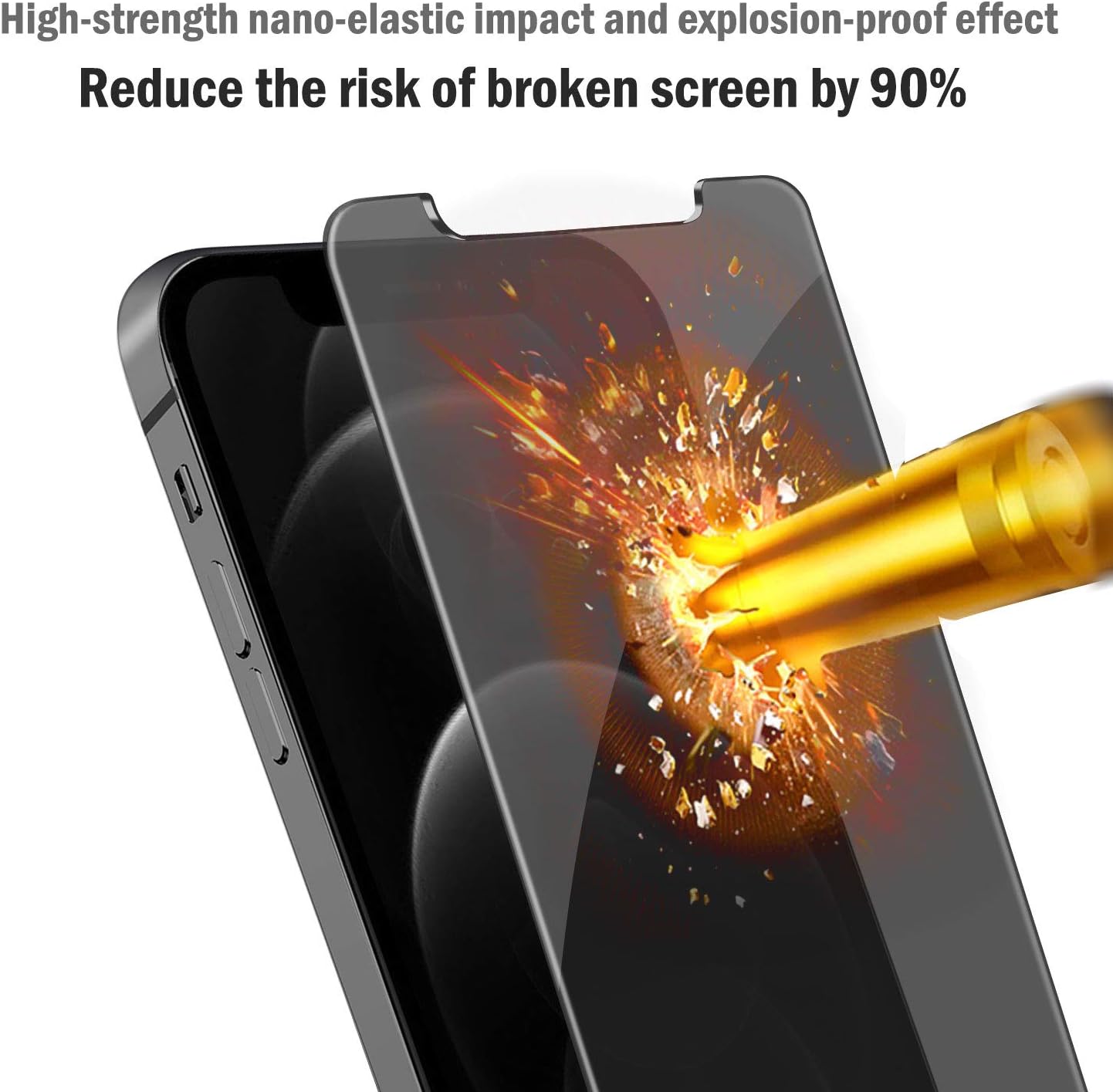 QHOHQ 2 Pack Privacy Screen Protector for iPhone 12 Pro 6.1" with 2 Packs Camera Lens Protector,Full Screen Tempered Glass Film,9H Hardness Anti-Shatter, Anti Spy, Touch Sensitive - Case Friendly