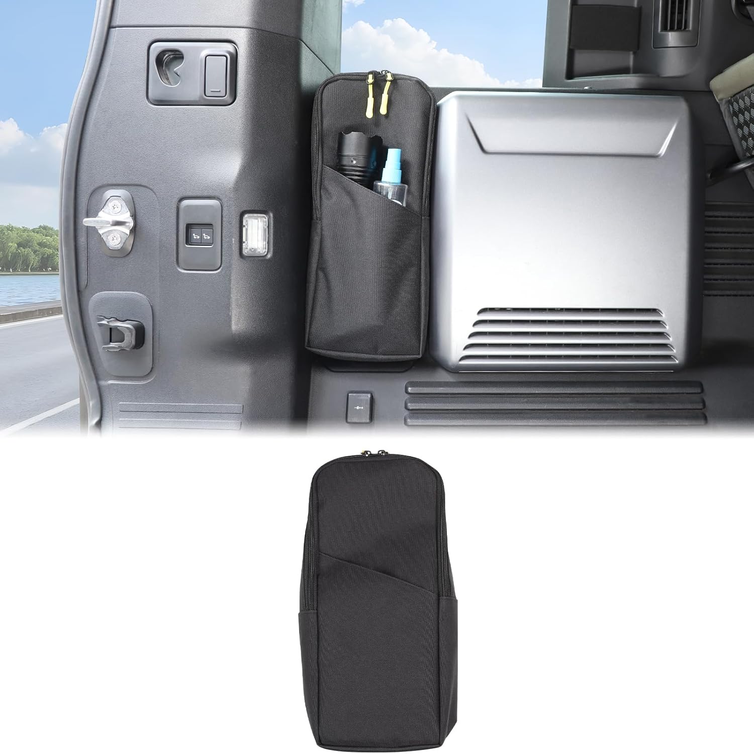 Aunginsy Rear Trunk Left Side Storage Bag Compatible with Land Rover Defender 90/110 2020-2025 2026, Car Trunk Organizer Storage Box Multiple Pocket Oxford Cloth Space Saving Expansion Accessories