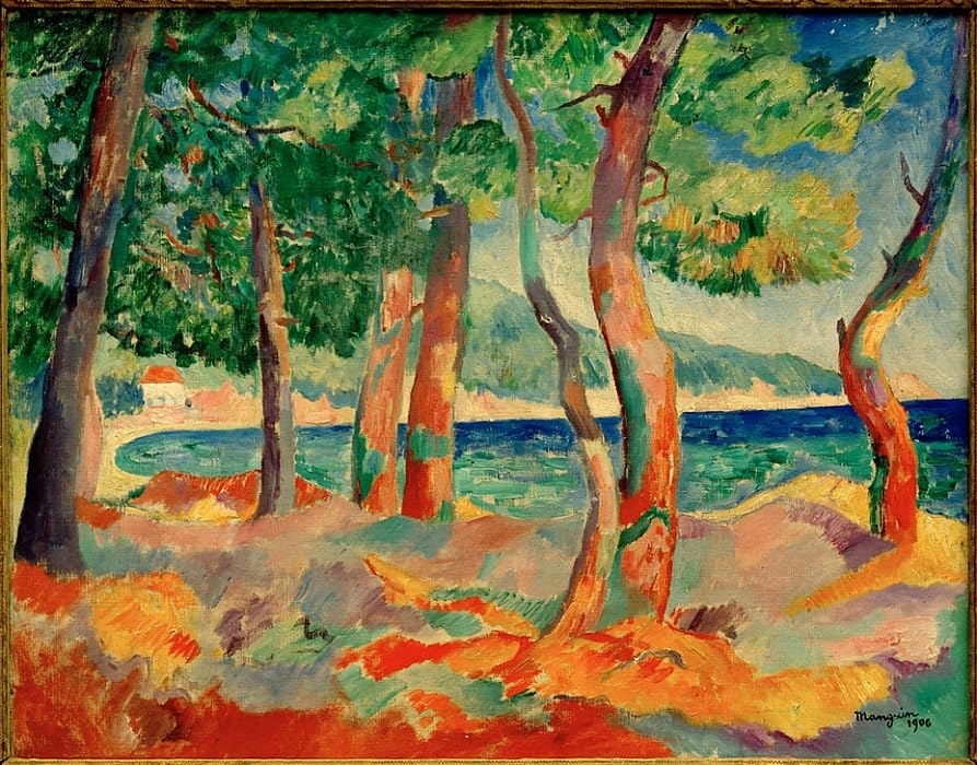 Toile la Pinède à Cavalière de Henri Charles Manguin pour créer un salon lumineux et épuré