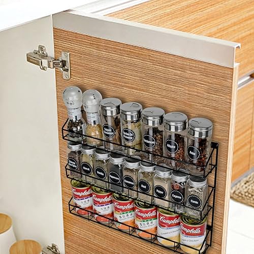 Miniatura 6 de SUFAUY Estante de especias montado en la pared, estante de metal resistente de 6 niveles para despensa de cocina, color negro