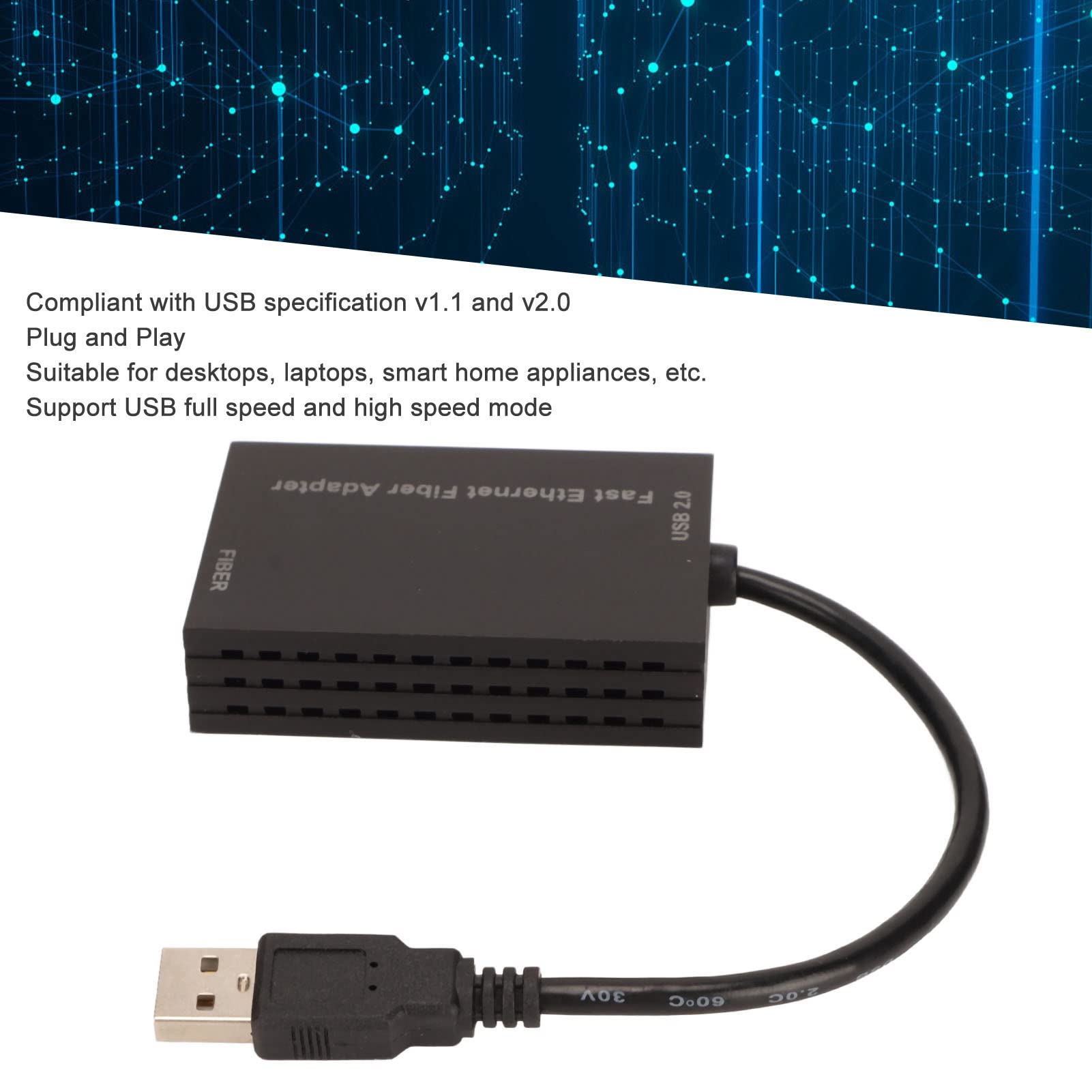 Adapter Serwera USB 2.0 100M Ethernet, Szybki Konwerter Sieci Przewodowej na USB Tryb Oszczędzania Energii Internet Rj45 na Adapter USB dla Windows 10, 8.1, 7, dla Windows XP, dla Linux