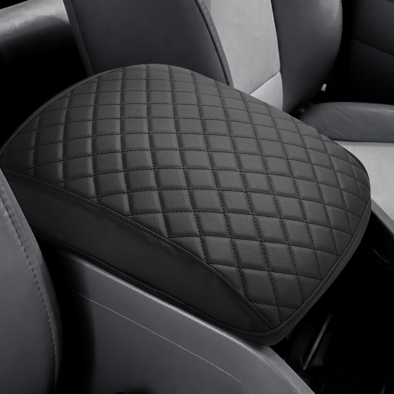 Center Console Cover Compatible with 2009-2015 Pilot, Leather Arm Rest Armrest Cover for Car, Well-Make Durable Middle Console Cover Lid Replacement for Trucks, Easy to Install, Black