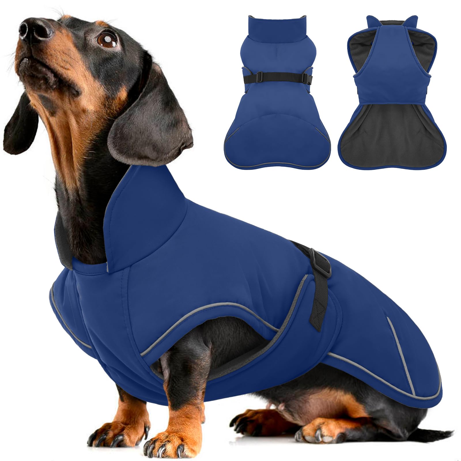 Hjyokuso Dachshund Coat Waterproof Winter Dog Jacket with Soft Warm Lining