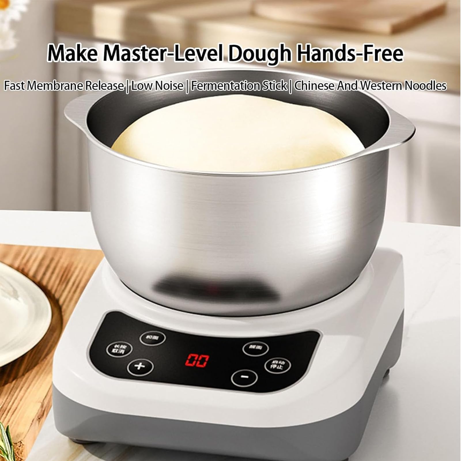 Impastatrice Elettrica con Funzione di Fermentazione, Macchina Automatica per Impastare, Design a Parte e Misurino, Planetaria per la Pasticceria in Casa 7L