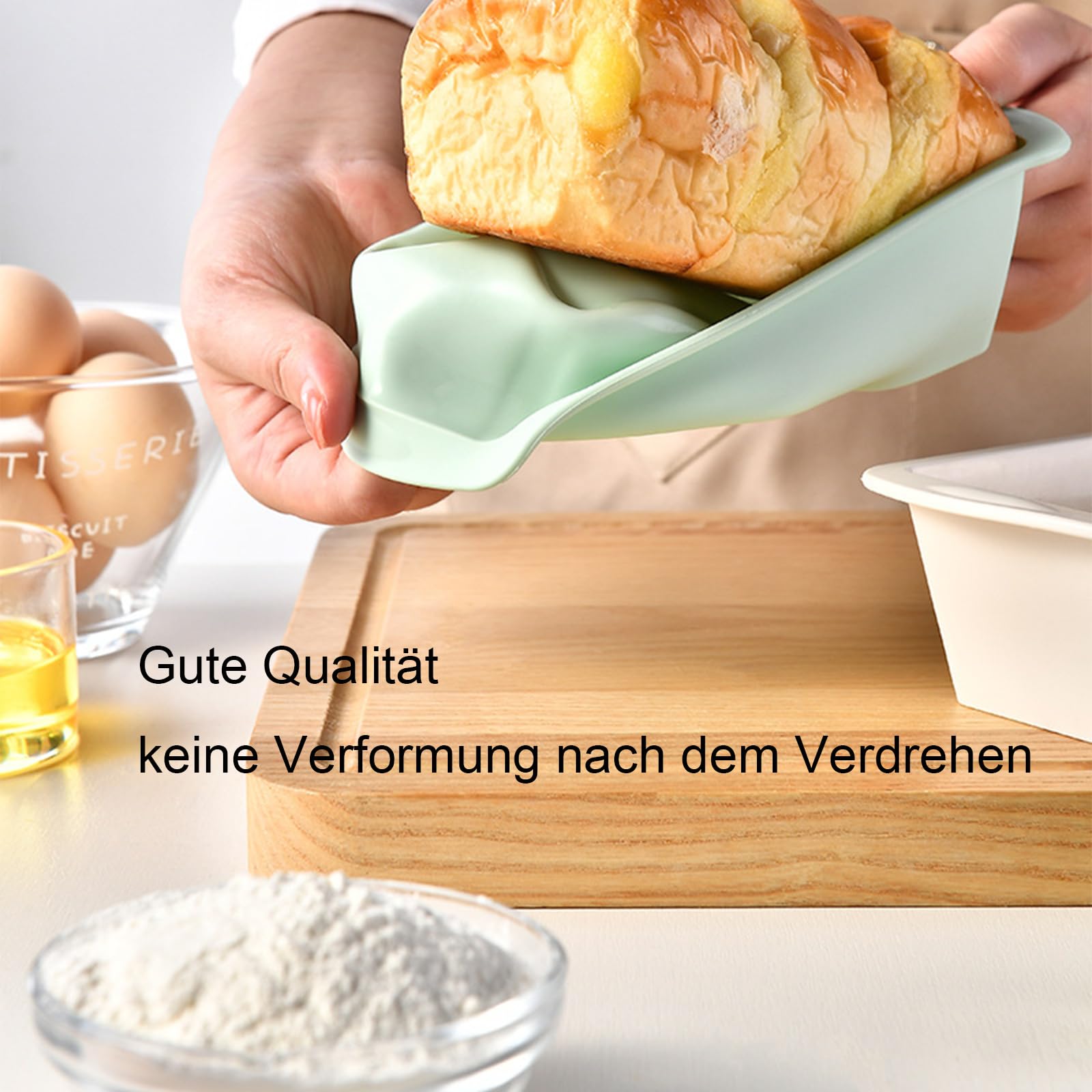 Tcnzdy 4 Stück Silikon Backform Mini Rechteck 19,2 x 9,5 x 5,5 cm für Heißluftfritteuse