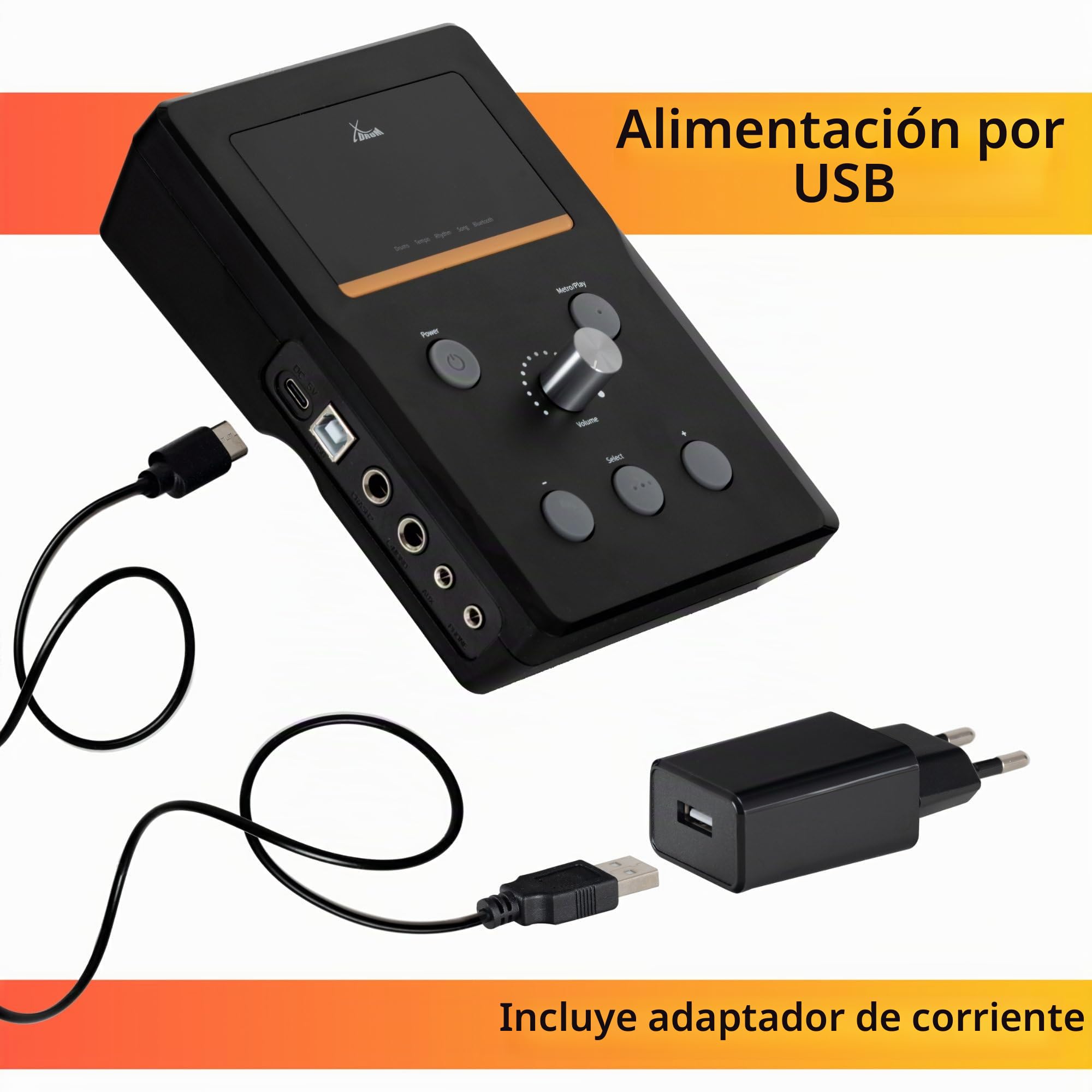 XDrum DD-250P E-Drum Kit, Batería electrónica con Mesh Heads, Incluye rack | Módulo de sonido con 74 sonidos y 12 kits de batería, Receptor Bluetooth para streaming de audio inalámbrico, Crash 2 (jack 6