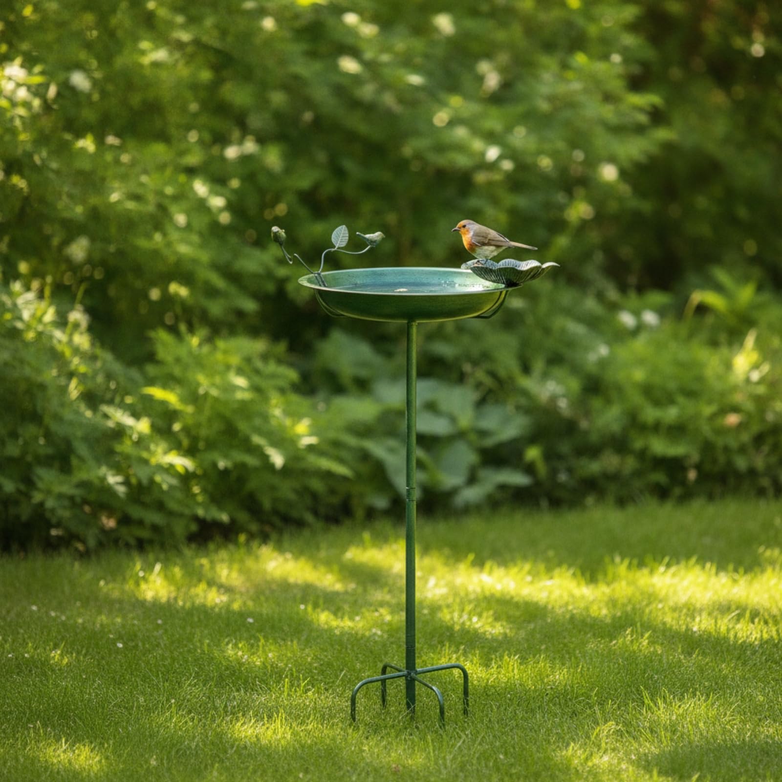 Colcolo Birdbath Feeder Vogelbad Vogeltränke Vogelhaus Vogelstation aus Eisen mit Hoher Einschubstange Und Blattförmigem Futtercup für Lockende Anziehung für Hof Blumenrabatte Balkon