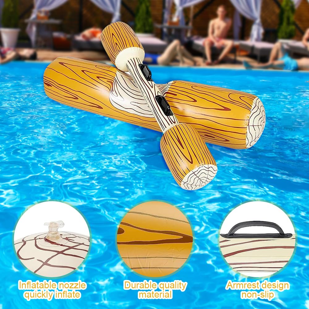 Juego de 4 juguetes inflables para piscina, juguete de remo flotante inflable, fiesta de piscina con 2 vigas de combate inflables, juguete de remo flotante para adultos y niños
