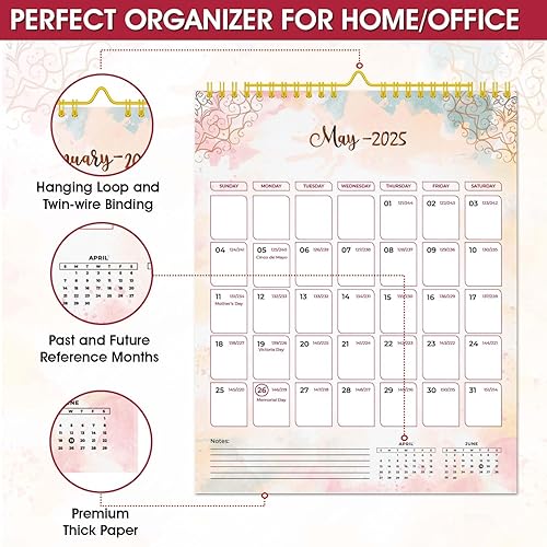 Miniatura 4 de Calendario de pared 2024  enero 2024  diciembre 2024, calendario mensual colgante 2024, 11.5 x 14.8 pulgadas, encuadernación en espiral, vacaciones,