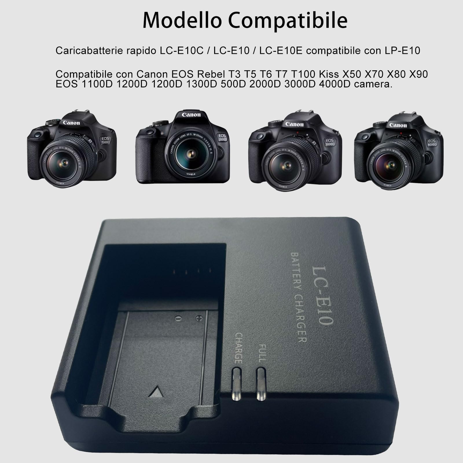 Ładowarka do Canon LP-E10 EOS Rebel T7,T6,T5,T3 EOS 1100D, 1200D, 1300D, 1500D, 3000D, EOS Kiss X50, X70, X80, X90 Cameras and More
