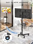 BONTEC Mobile TV Levez-vous, roulez TV Support pour écrans de 23-60 pouces, plancher réglable TV Support avec roues de verrouillage et plateau média, Compatible avec VESA 100x100mm à 400x400mm, Ça tient jusqu'à 88 Lbs, noir
