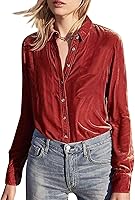 Vista 1 de R.Vivimos Camisetas casuales de terciopelo de manga larga con botones para mujer