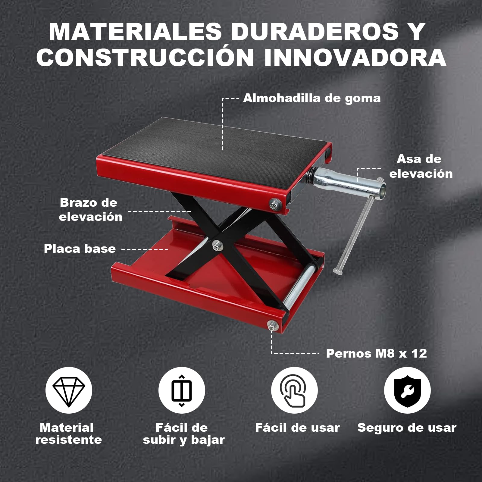Plataforma elevadora de motocicleta - 500 kg/1100 lb para motocicleta, plataforma ancha, rango de elevación de 8,5 cm - 34 cm, para motocicletas, bicicletas, vehículos todo terreno