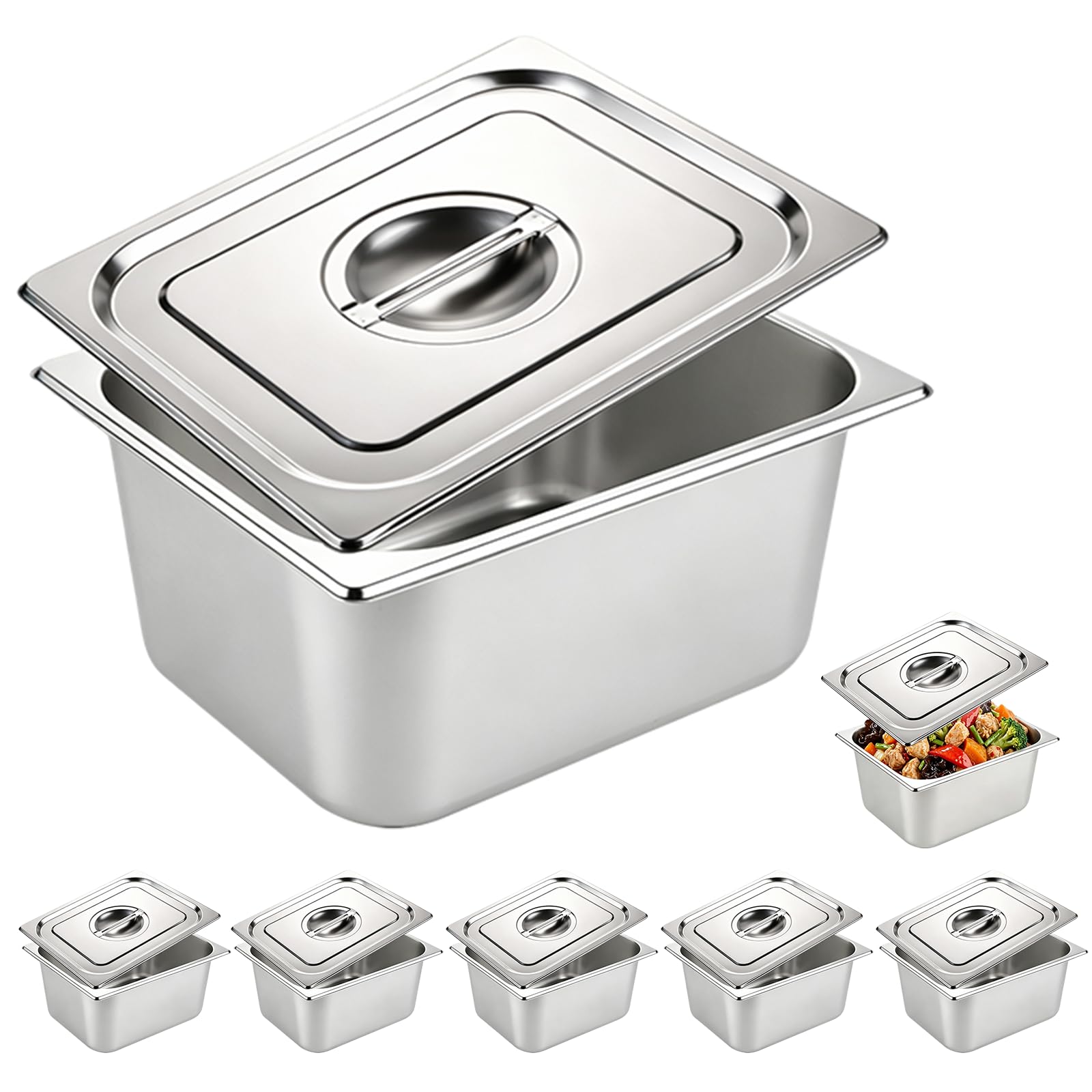 6er Set GN 1/2 Behälter mit Deckel, 325x265x150 mm Gastronormbehälter