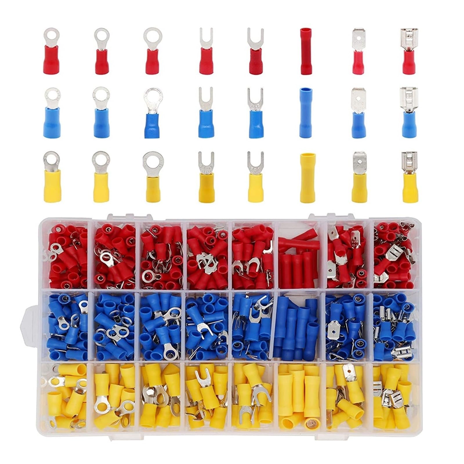 520 isolierte Kabelschuh-Sets, Crimpkabel, Hybrid-Ring-Flachstecker, Stoßverbindung, Schnelltrenn-Kombinationsstecker-Set