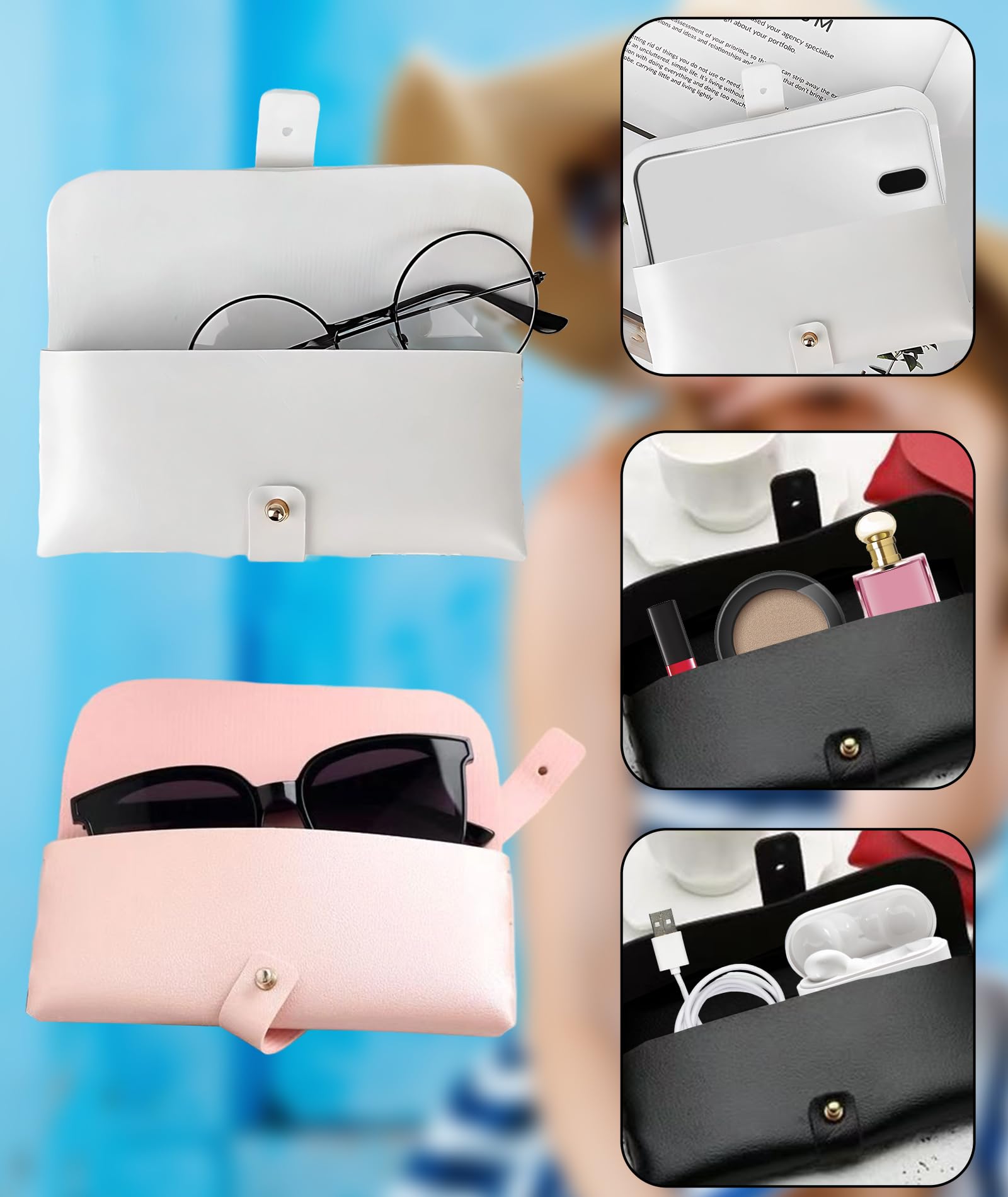 Chuppinz 5 PCS Sunglasses Case, Soft Leather Sunglasses Cover, Sunglass Case, Sunglassess Organizer, Portable Travel Glasses Case, Simple Specs Protective Pouch(Five different colors) - Image 6 thumbnail