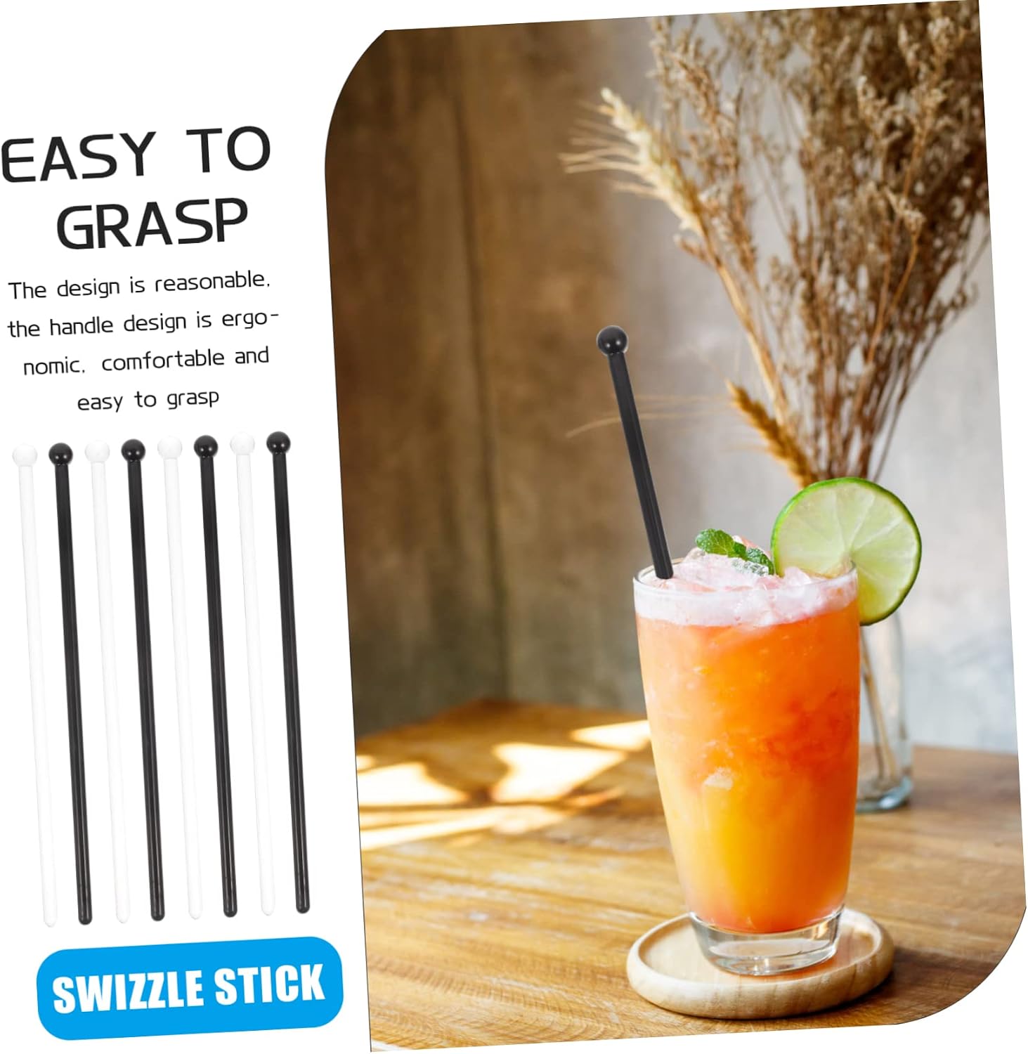 48pcs Cocktail Swizzle Stirrers for Coffee Drinks Smooth Surface Easy to Clean for Home Use