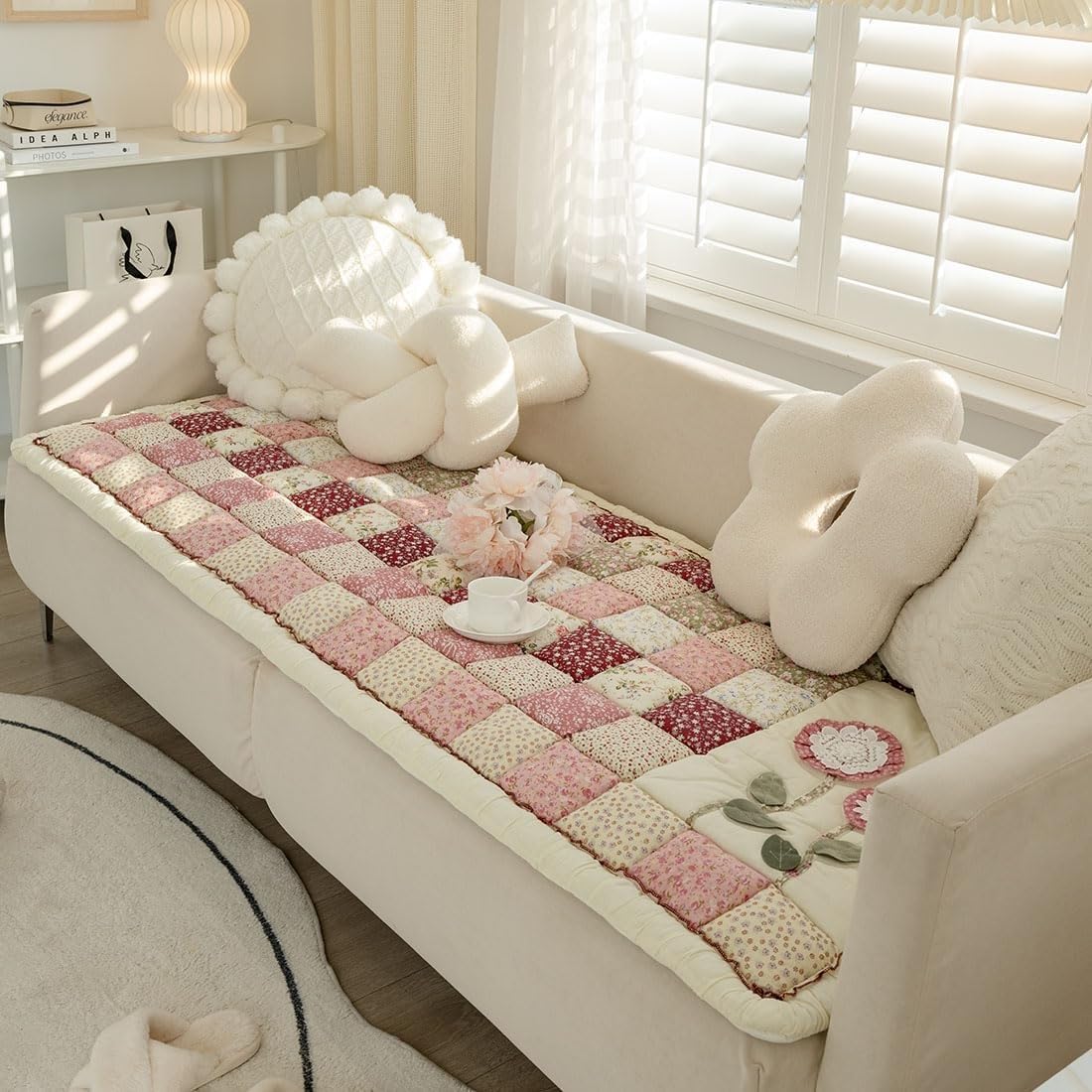 Housse de canapé en coton de ferme matelassé au style chic raffiné