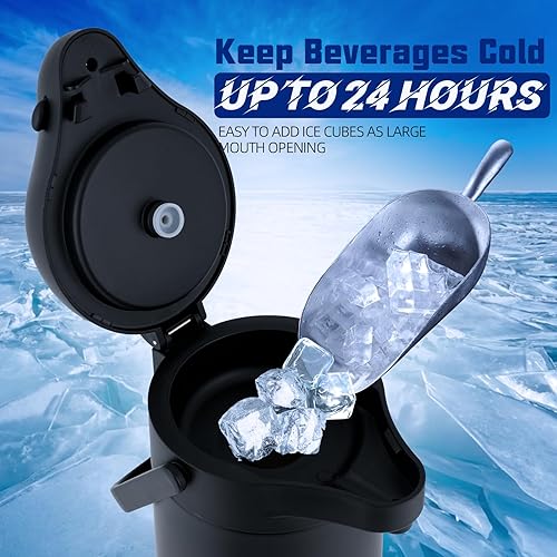 Miniatura 3 de Dispensador de jarra de café con bomba dispensador de bebidas calientes, jarra térmica aislada para mantener el calor  agua fría, bebidas de